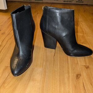 Calvin Klein Zorrina Black Leather Block Heel Booties - US 8.5 / EU 38.5